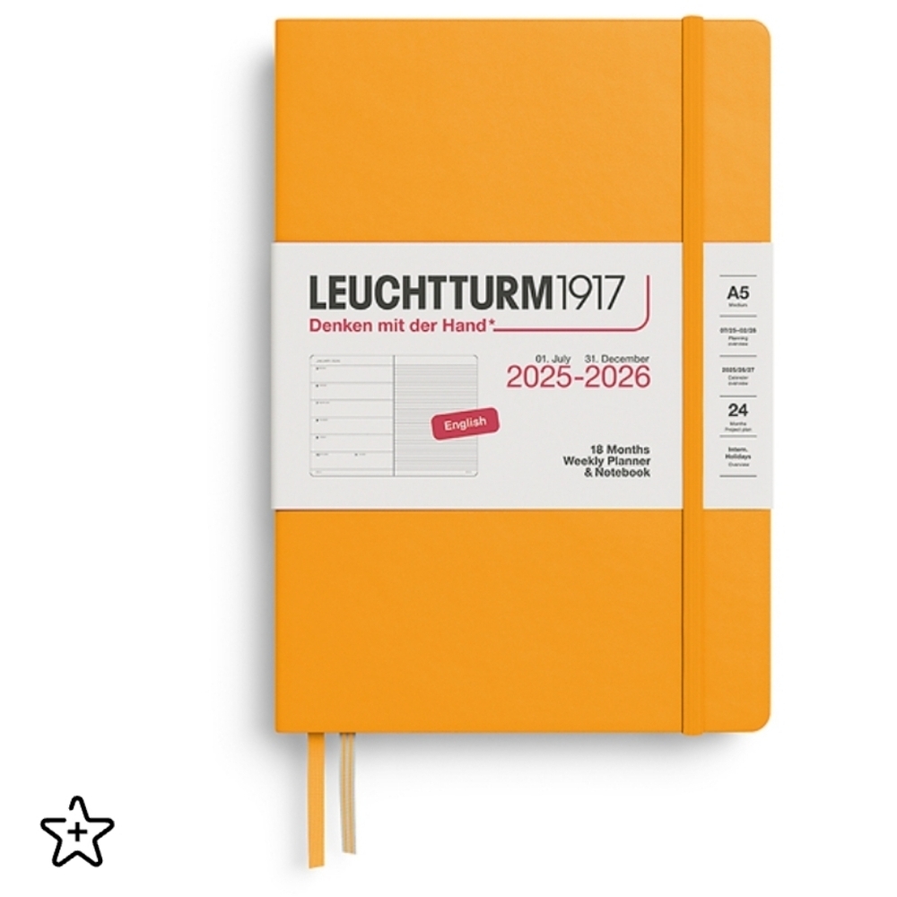 ❤️BUY 5 GET 3 FREE Weekly Planner & Notebook Medium (A5) 2026,18 Months, English